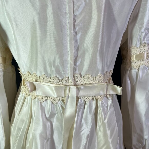 Vintage 60s or early 70s Cream Wedding Dress Lace High Waist *Flaws - Picture 12 of 16